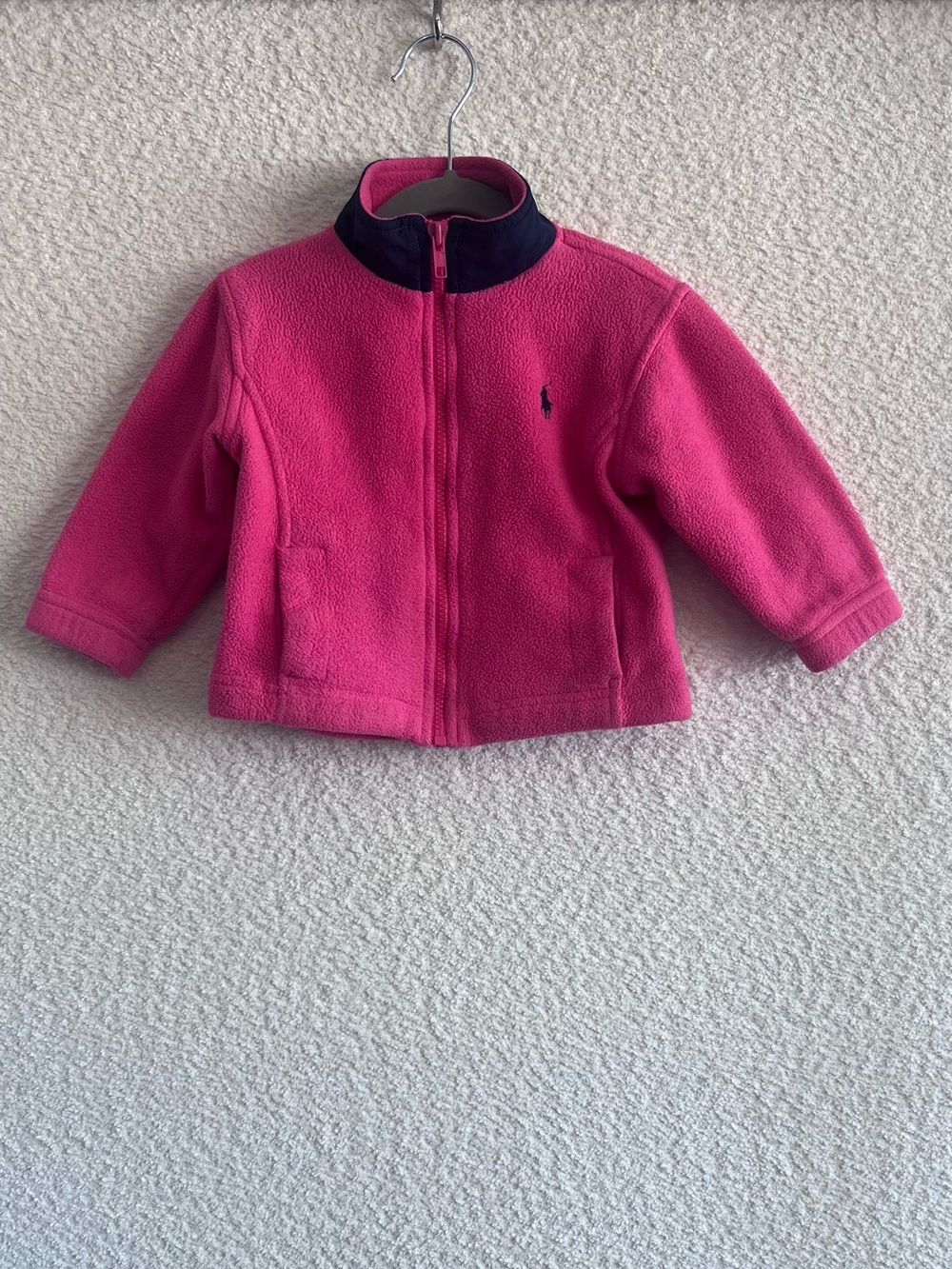 Ralph Lauren Vintage Infant Baby Girl Full Zip Pink Fleece Size 12-24 Months
